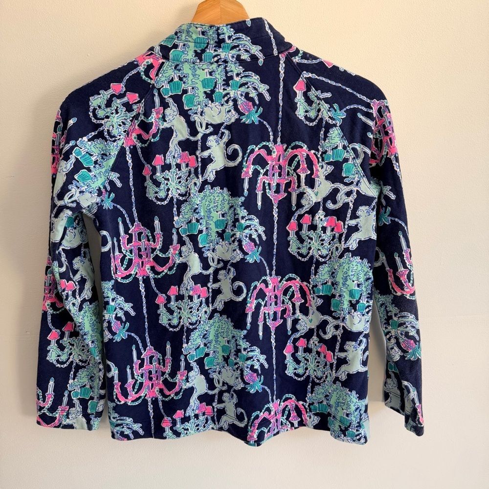 Lilly Pulitzer Captain Popover Monkey Trouble Print Half Zip Girls XL 12 14 - Picture 9 of 9